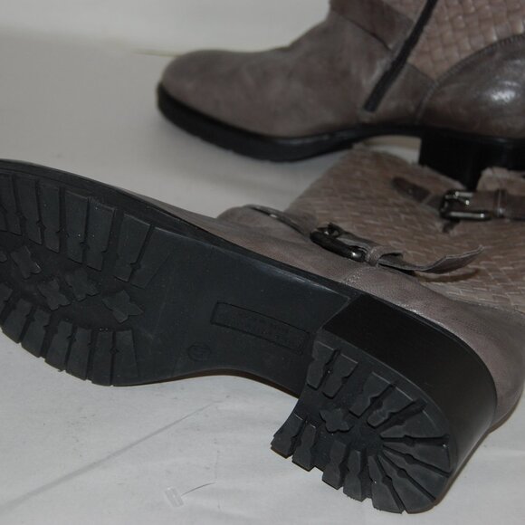 40/US9❤️Pons Quintana Gray Leather HEELS Buckle Mid Calf BOOTS Made in Spain - Picture 12 of 13